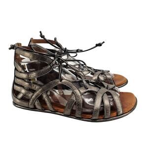 Gentle Souls Bentz Flat Ghillie Sandal Gladiator Shoe Woman's Metallic Brown 8 M